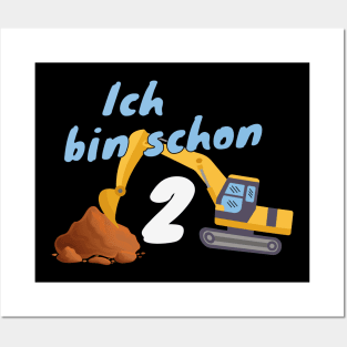 Kinder 2. Gaburtstag Bagger Geburtstagsgeschenk Posters and Art